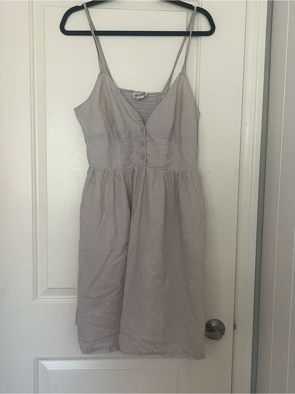 Converse Gray Striped Spaghetti Strap Sundress Large